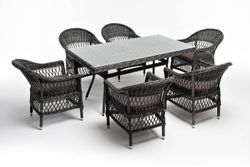 "Амароне" обеденная группа из искусственного ротанга на 6 персон, цвет графит