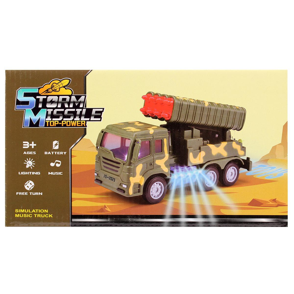 Машина Военная на бат. 24см, коробка 107-5