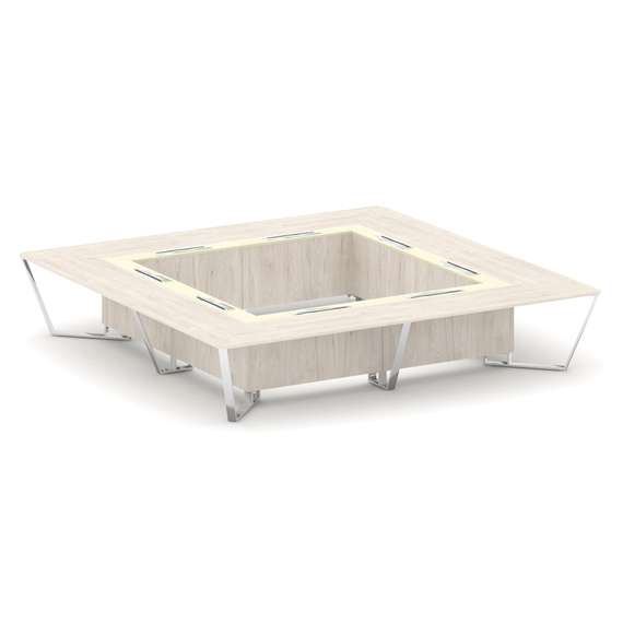 Steel Meet Стол переговорный квадратный MM-PR.B.SP-20K2 Денвер Светлый/Ваниль Глянец/Нержавеющая Ста