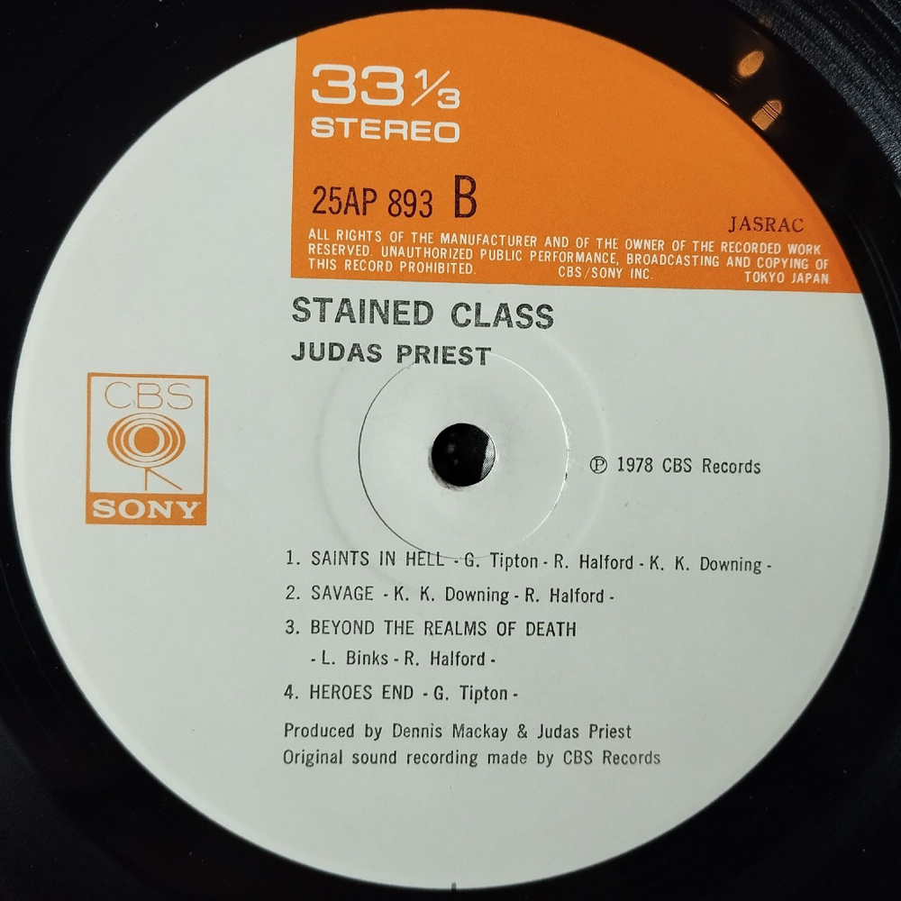 Винтажная виниловая пластинка LP Judas Priest Stained Class (Japan 1978) (No Obi) Saints In Hell