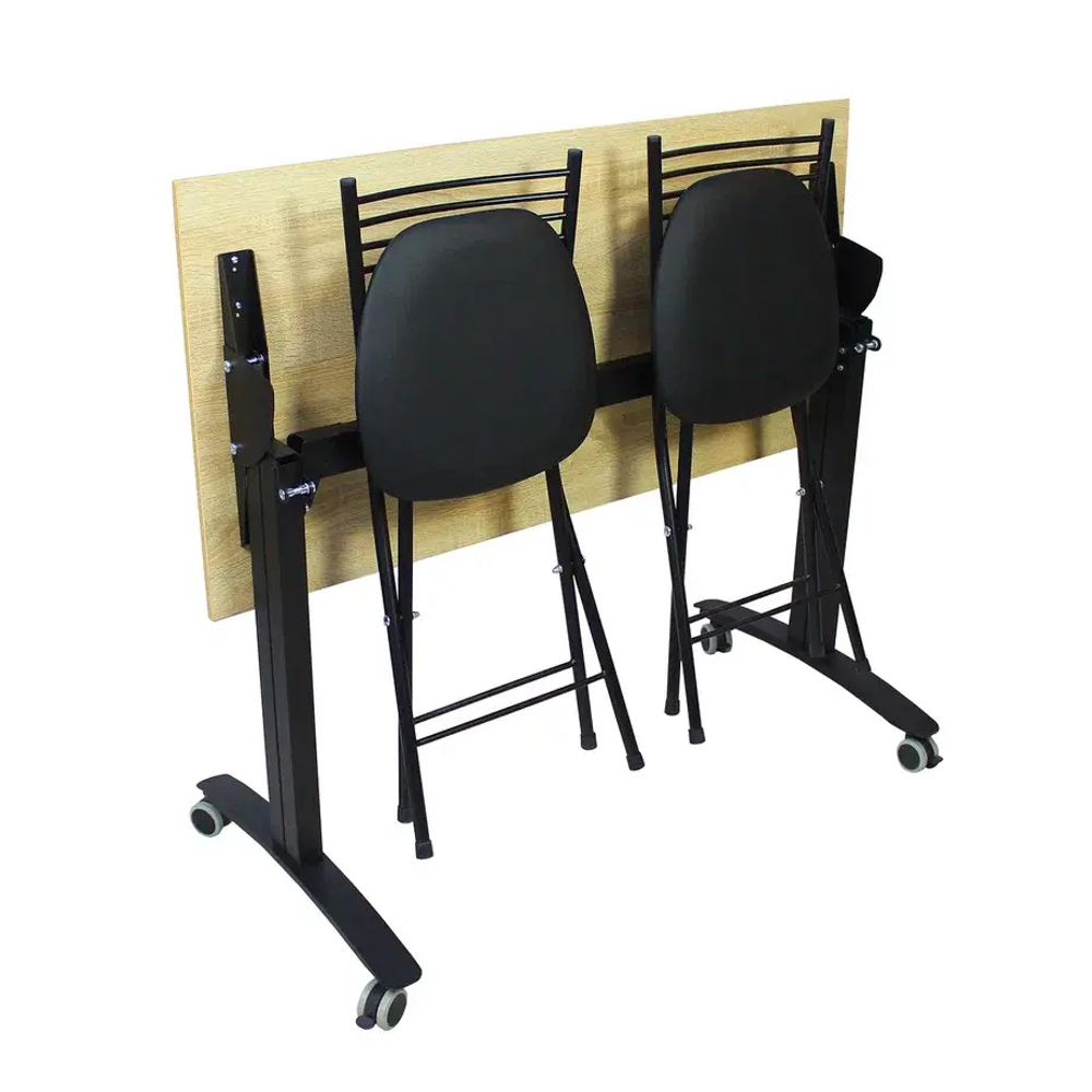 Стол Прайм C с откидной столешницей на колесах с подвесом для стульев