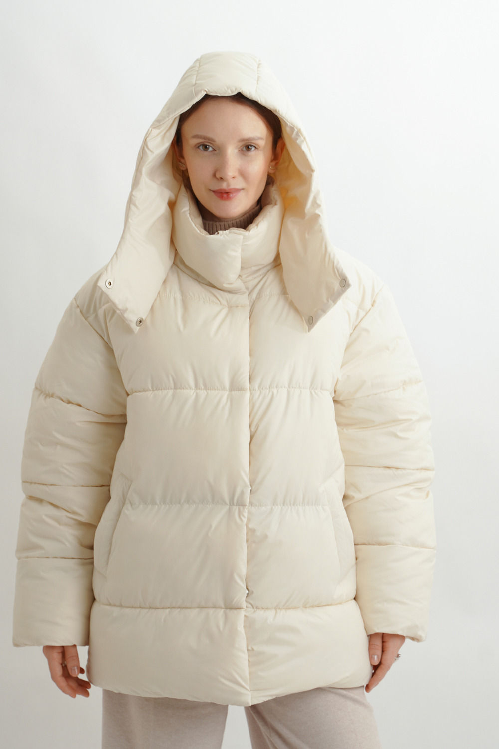 Объемная зимняя куртка Unisex, молочный