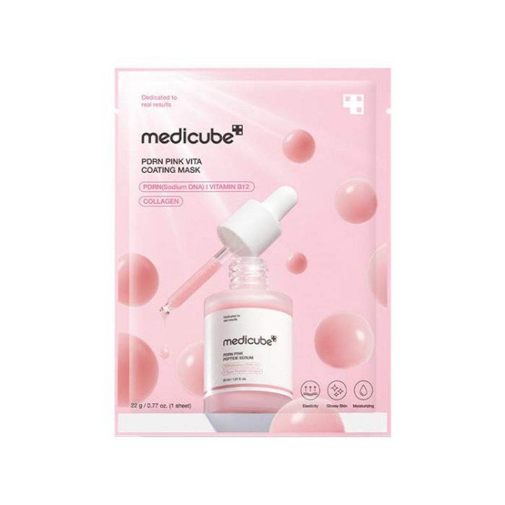 Medicube PDRN Pink Vita Coating Mask тканевая маска с ПДРН и коллагеном для сияния кожи
