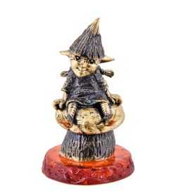 Народные промыслы AM-3649 Фигурка «Гном Бардзуки Гедрэ» (латунь, янтарь)