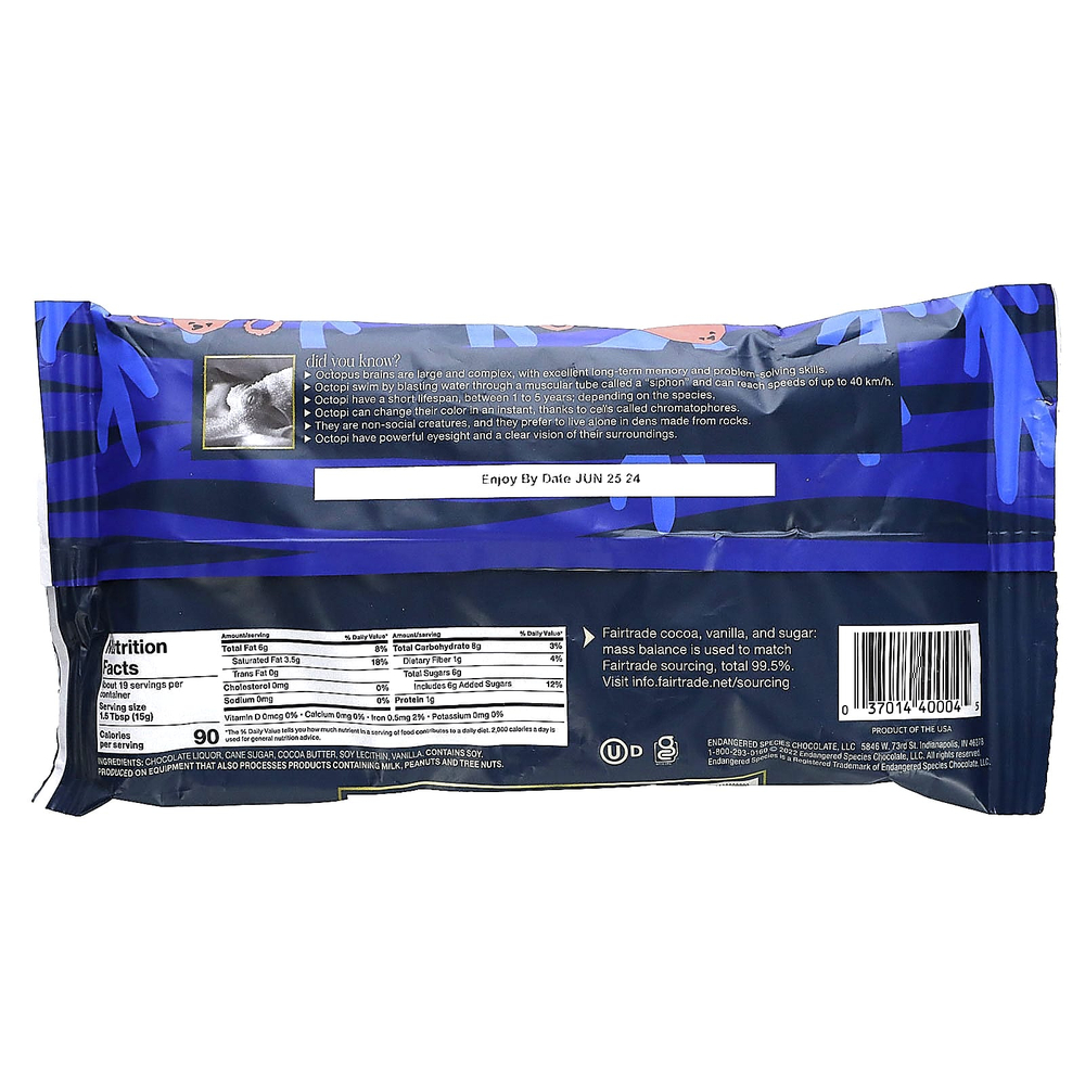 Endangered Species Chocolate, Чипсы для выпечки премиального качества, темный шоколад, 60% какао, 285 г (10 унций)