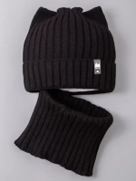 Шапка для девочки осенняя c ушками и снуд