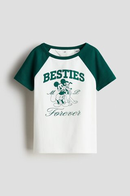 H&M Футболка с принтом, белый/зеленый