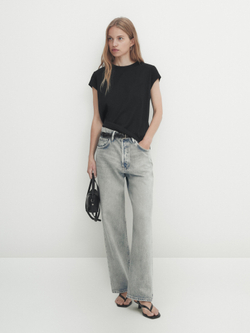 Massimo Dutti Хлопковая футболка, черный