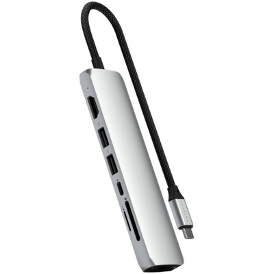 SATECHI 7-in-1 USB-C Slim Multiport Adapter with Ethernet (Silver)