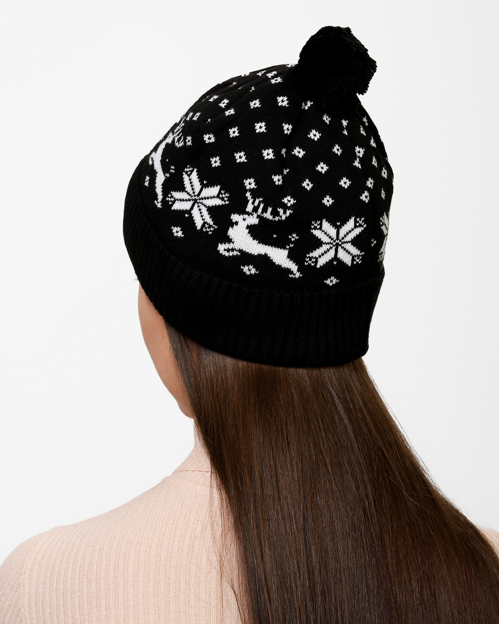 Женская шапка PRIVAL  с отворотом Скандинавия-7 черный