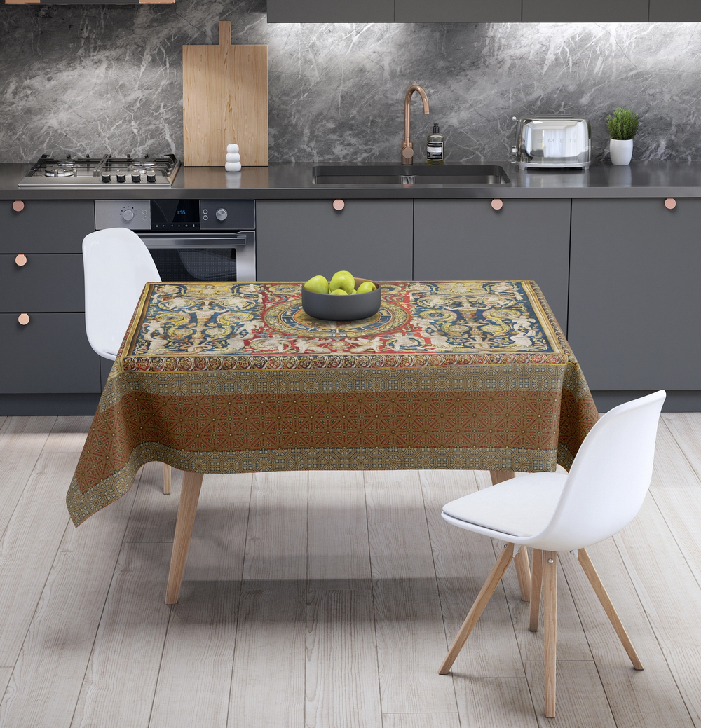 Скатерть "Аполлон и знаки зодиака", по мотивам средневековой шпалеры из серии «Времена года. Гротески»