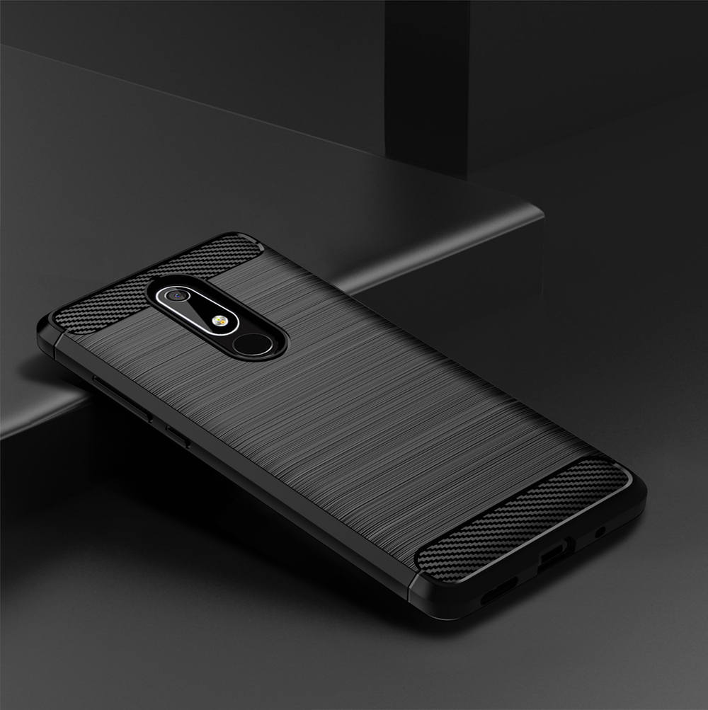Чехол на Nokia 5.1 цвет Black (черный), серия Carbon от Caseport