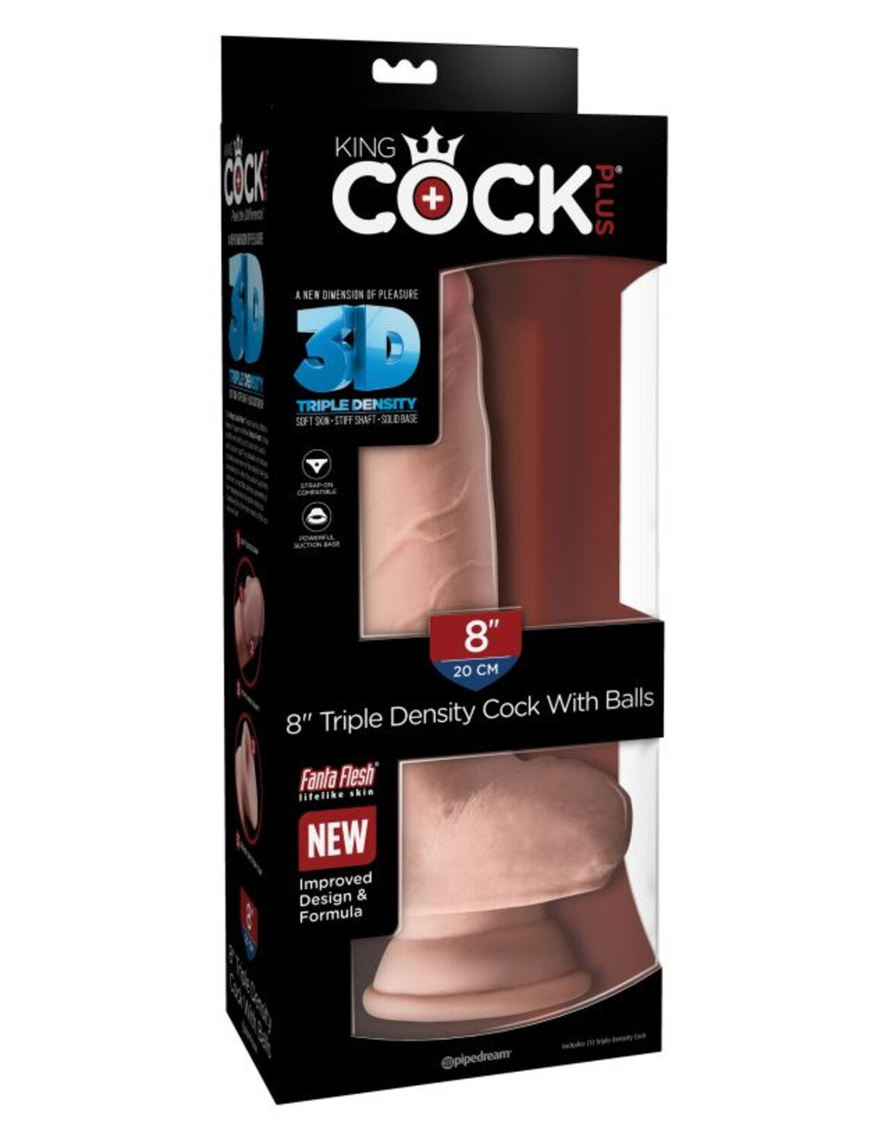 Фаллоимитатор на присоске Тройная плотность King Cock Plus 8 Triple Density Fat Cock with Balls