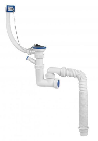 Сифон для мойки Элит с нержавеющей чашкой д.70 с отверстием д/стиральной машинв, гофра 600мм