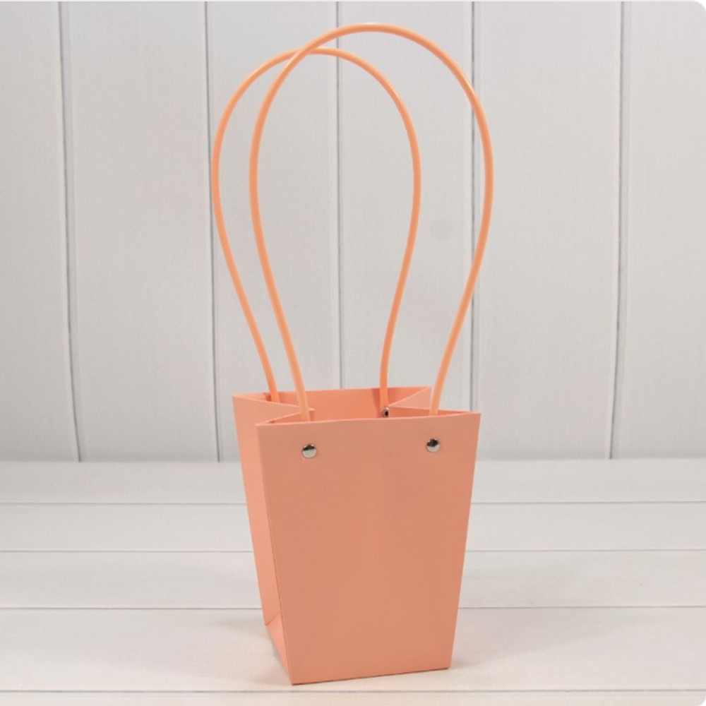 Пакет подарочный 15,5х13х9,5 Ваза для цветов (Персиковый)