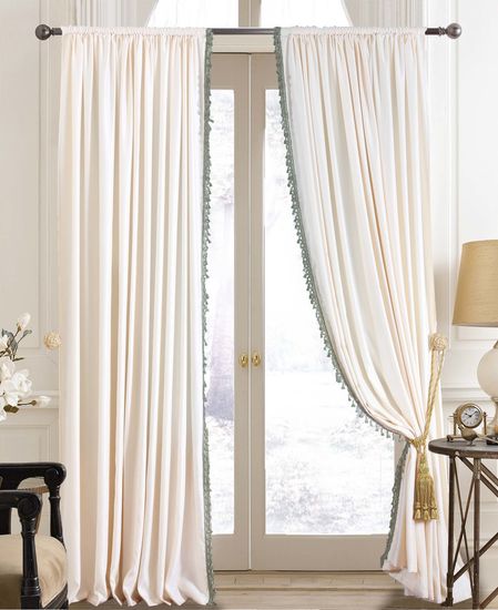 Длинные шторы. Мишель с бахромой (молочный)