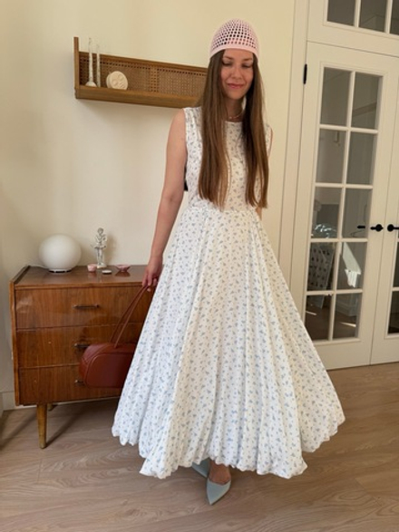 Платье Василина для беременных и кормящих, Айвори с голубыми цветами