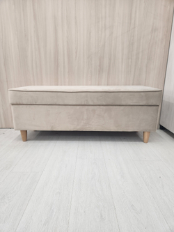 Банкетка 120см велюр бежевый с ящиком