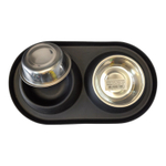 Комплект "efox" подставка с бортом из резины + две миски нержавейка