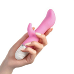 Розовый вибратор с клиторальным стимулятором - 19 см. (Цвет: розовый)