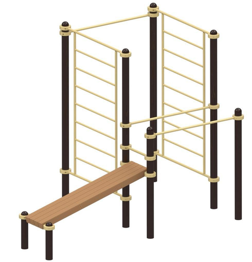 Спортивный комплекс №82, шведская стенка, брусья, турник, скамья, 3140*2530*2700 мм., D=89 мм.