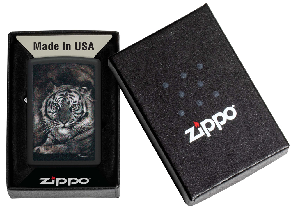 Зажигалка Zippo Spazuk Design с покрытием Black Matte, латунь/сталь, чёрная, матовая, 38x13x57 мм