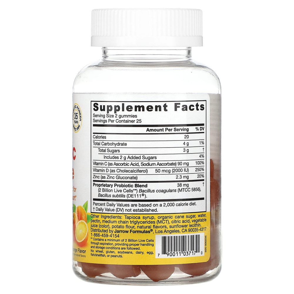 Jarrow Formulas, Probiotic + Immune, апельсин, 2 млрд, 50 жевательных таблеток