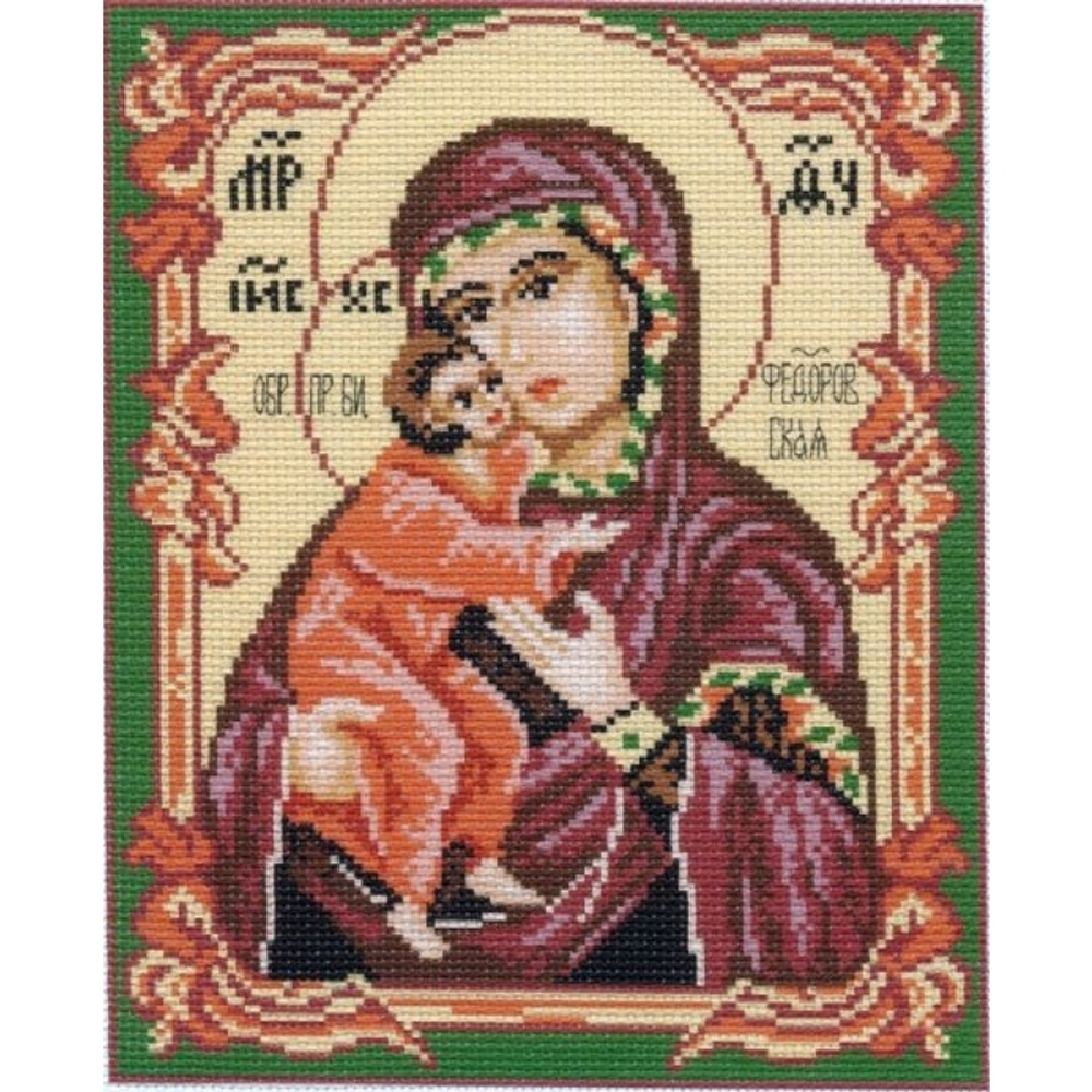 "Икона Федоровская"-0759 канва с рисунком