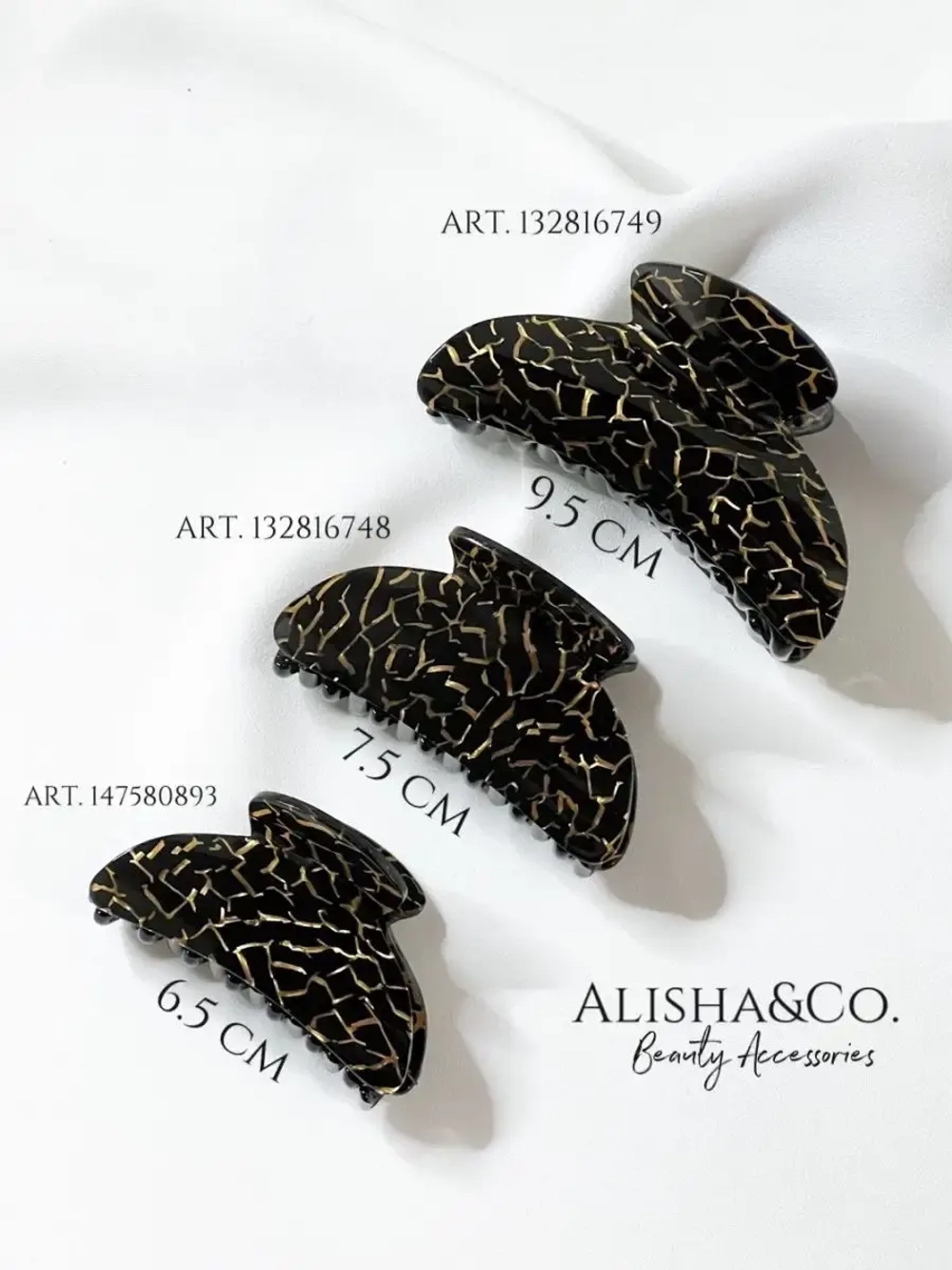 Аксессуар для волос Крабик большой черный Black & Gold Shell