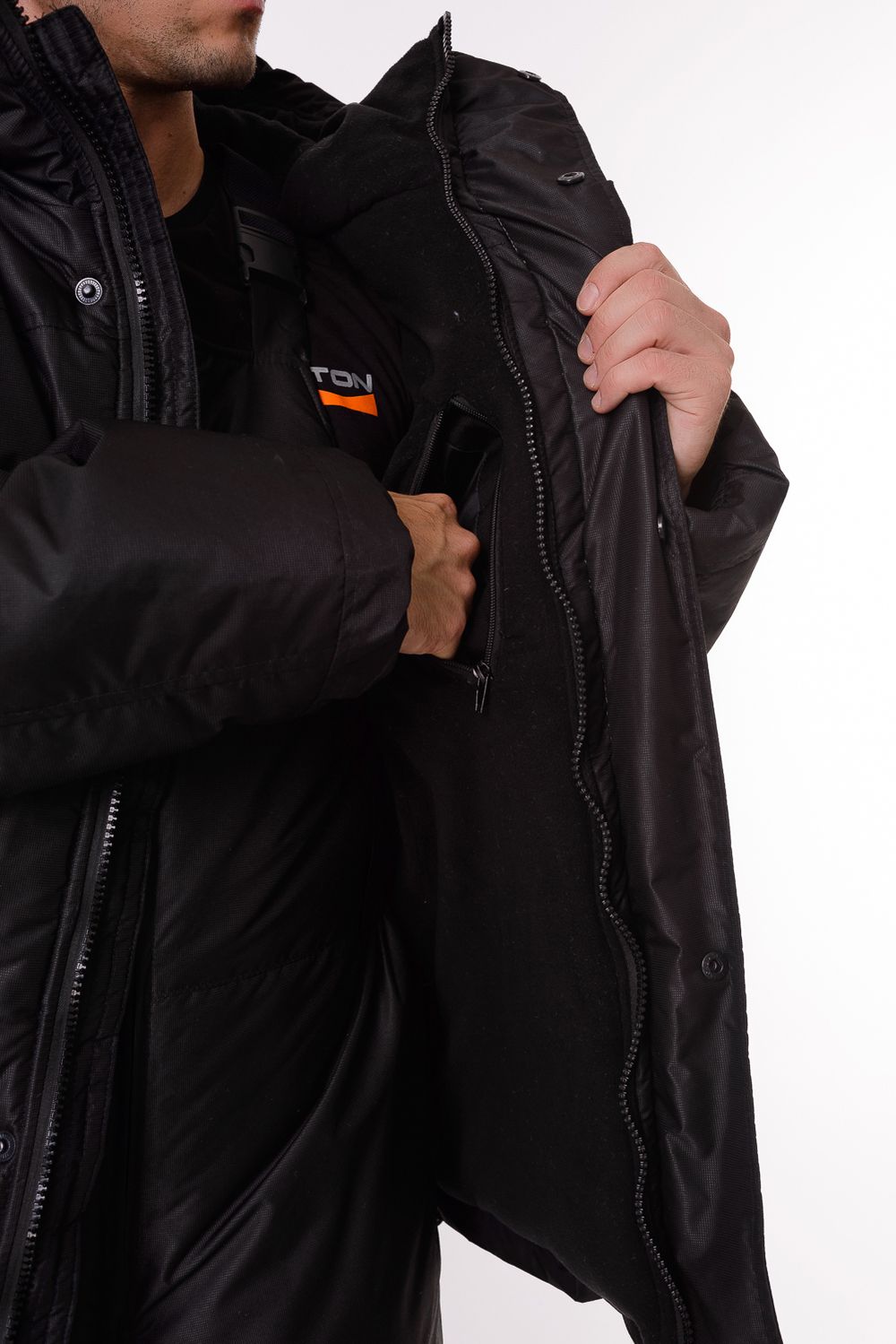 Зимний костюм для охоты и рыбалки ONERUS "Горный -15" (Таслан, Черный) Полукомбинезон