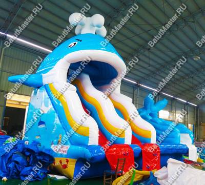 Надувная водная горка для аквапарка к бассейну «Кит» 7,5*7*7,2 м