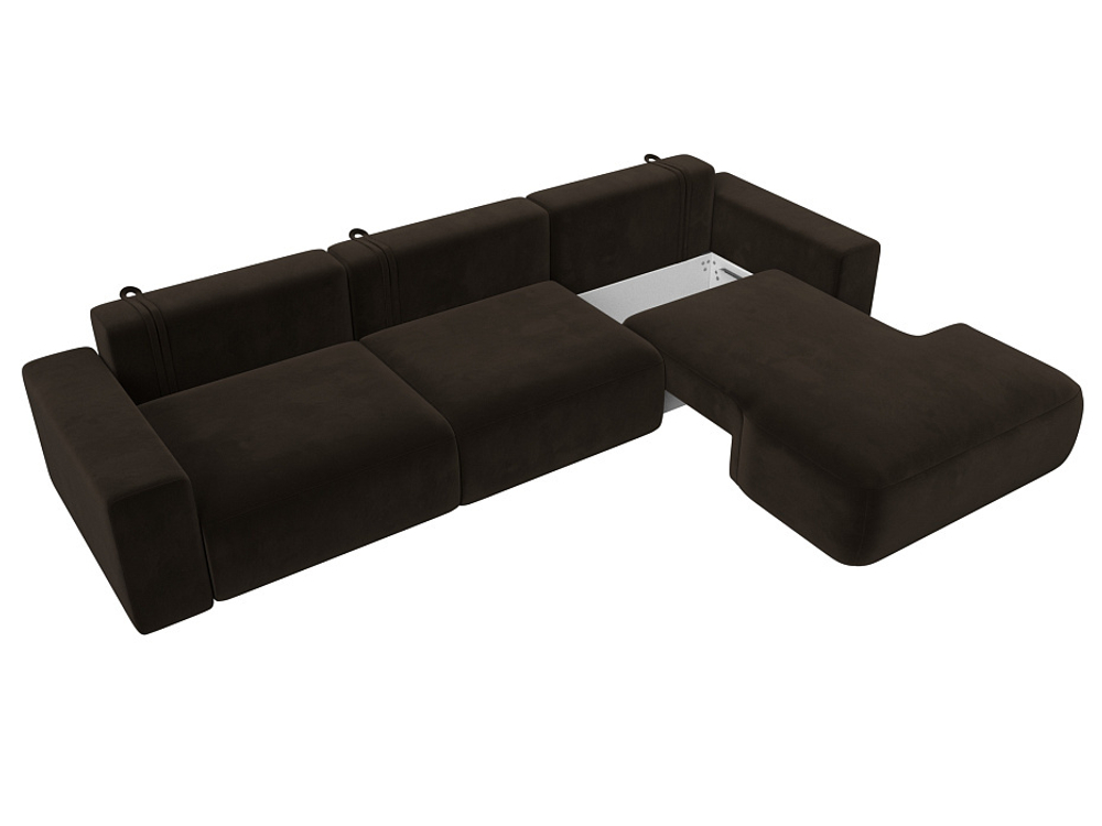 Диван угловой Лига-036 НПБ Классик Лонг правый угол Микровельвет Коричневый