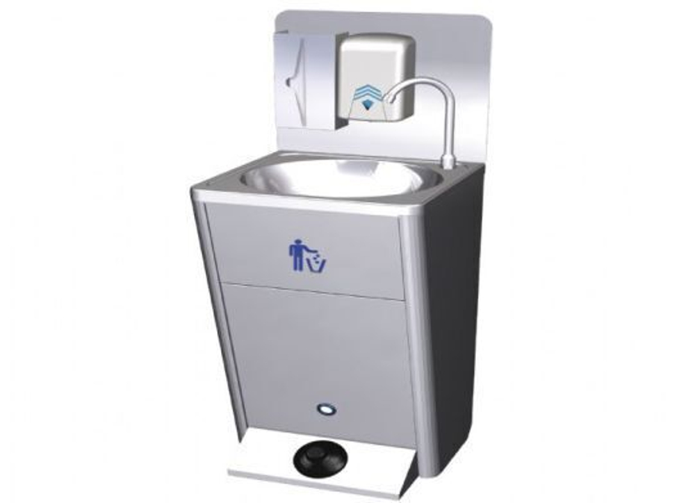 Умывальник мобильный с дозатором мыла и диспенсером бумажных полотенец нерж. сталь NOFER 13044.MOV