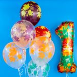 Шар (12''/30 см) Разноцветные листья, Прозрачный (390), кристалл, 5 ст, 25 шт.