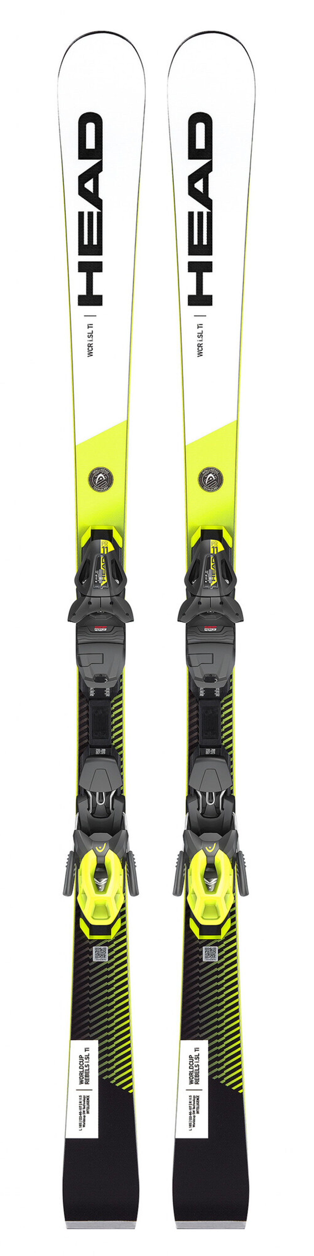 HEAD экспертные лыжи  313380 WC Rebels iGSR SW LYT-PR с креплениями PR 11 GW BRAKE  white/neon yellow