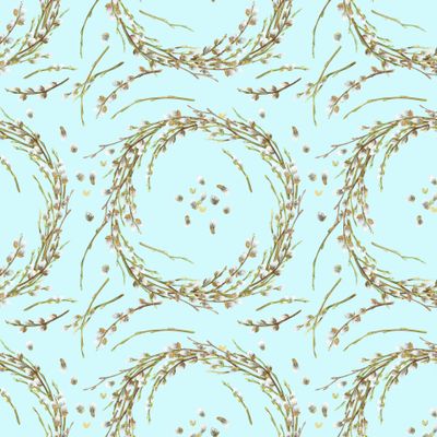 венки из вербы на голубом фоне