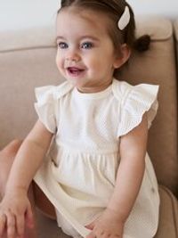 Платье-боди с крылышками "Молоко" из ажурного хлопка 0+