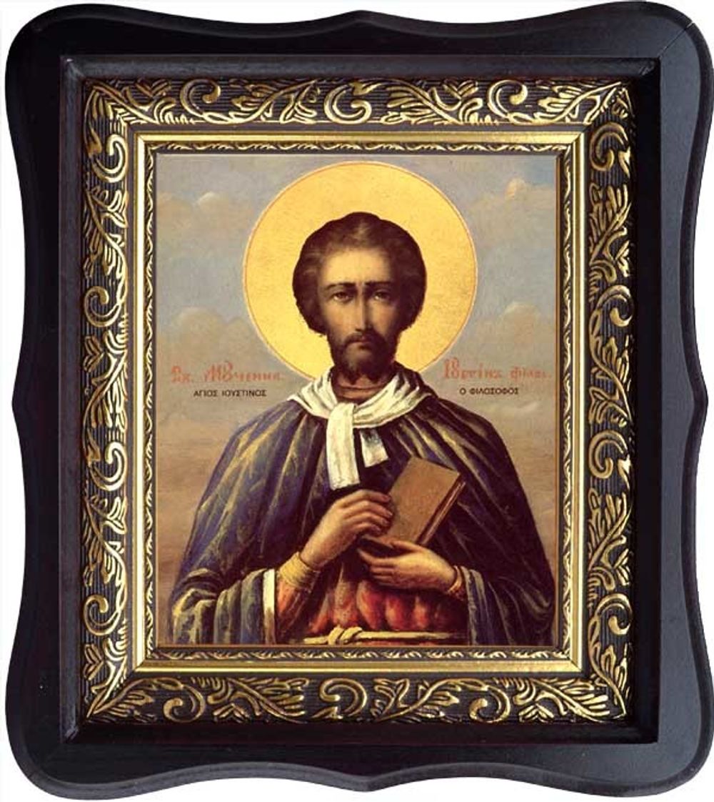 Иустин Философ, Великий Римский мученик. Икона на холсте в киоте