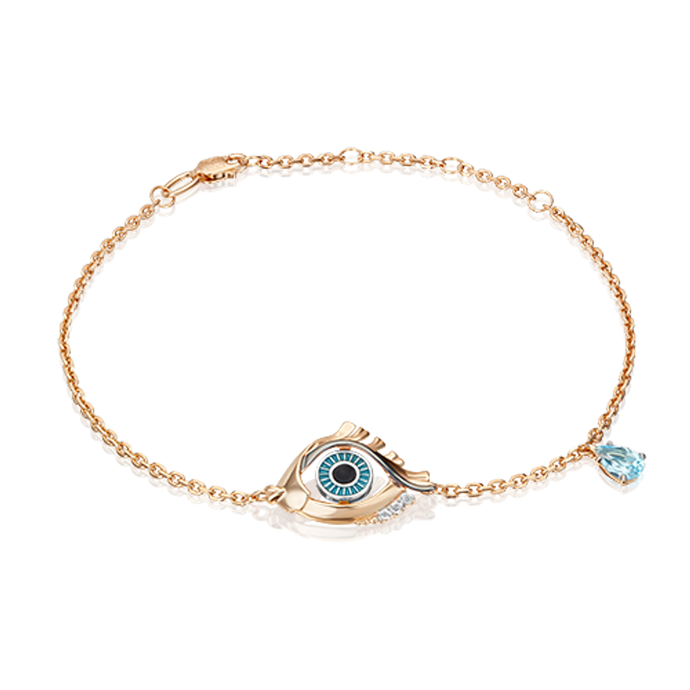 Браслет «Взгляд на время» из комбинированного золота с топазом, натуральными топазами white и эмалью