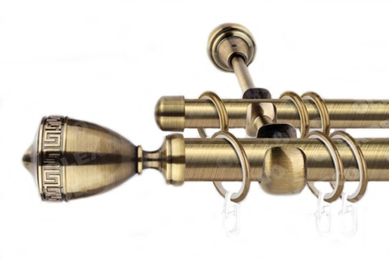 Карниз кованый для штор Версус d25/16 мм двухрядный, цвет антик