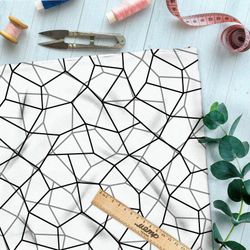 Ткань дюспо сплошная чёрная клетка на бежевом фоне