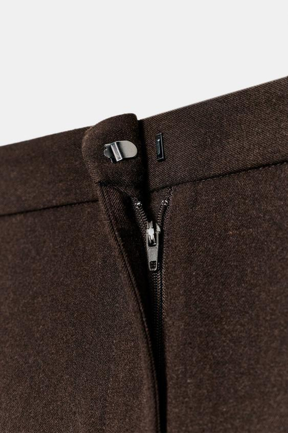 ZARA БРЮКИ ПРЯМОГО КРОЯ СО СРЕДНЕЙ ПОСАДКОЙ, КОРИЧНЕВЫЙ