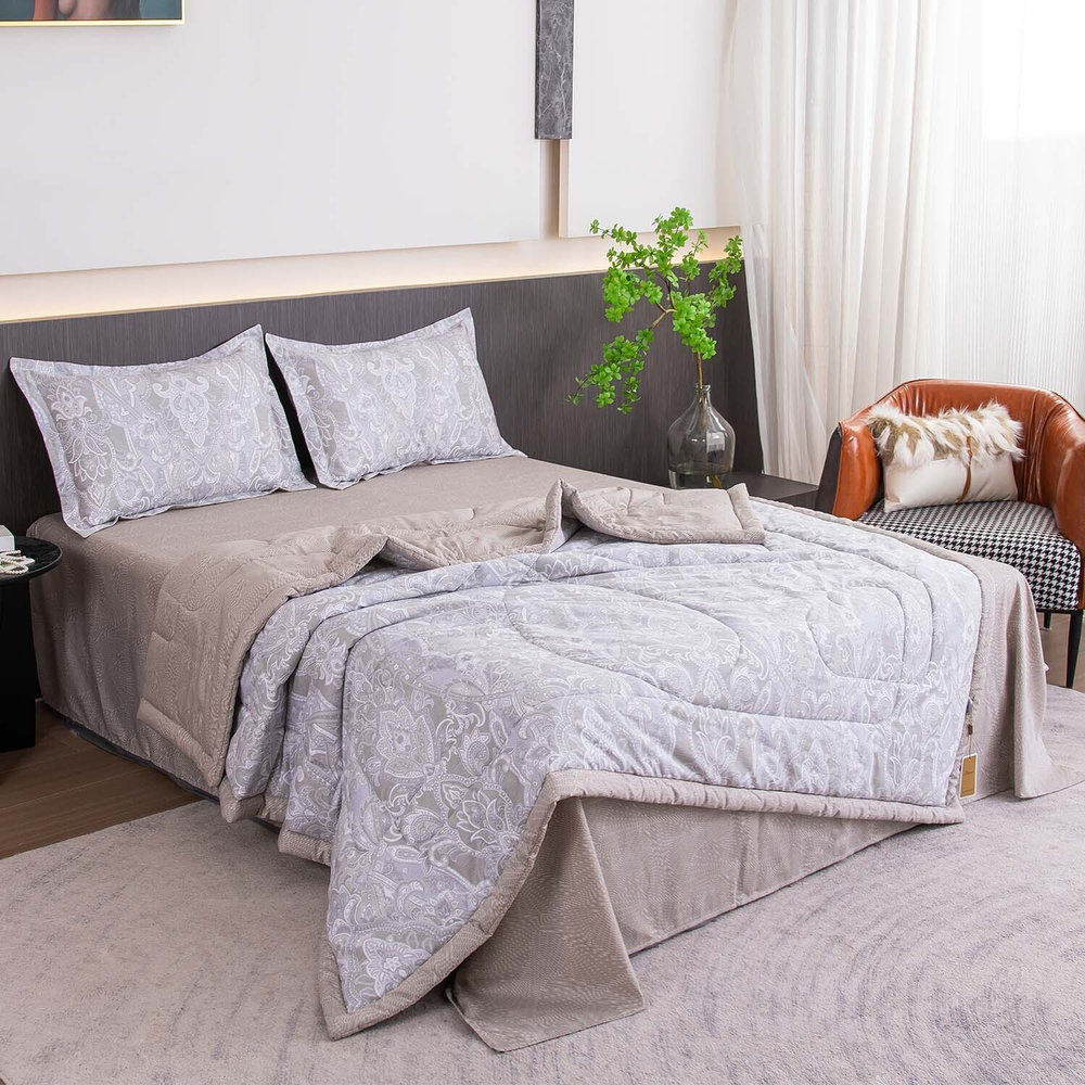 Комплект постельного белья Сатин с Одеялом 100% хлопок 160x80 на резинке OBR169