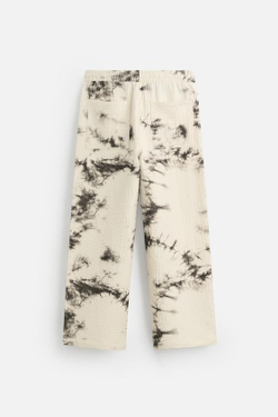 ZARA БРЮКИ С ТЕКСТУРНЫМ ПРИНТОМ TIE DYE, ЭКРЮ