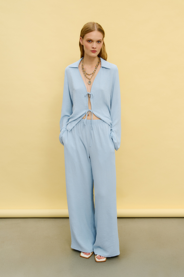 Брюки из жатого хлопка