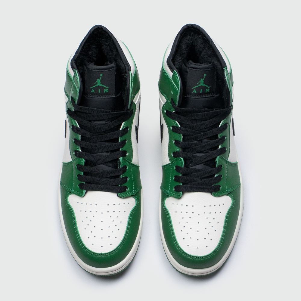 Кроссовки Nike Air Jordan 1 White / Green with Fur