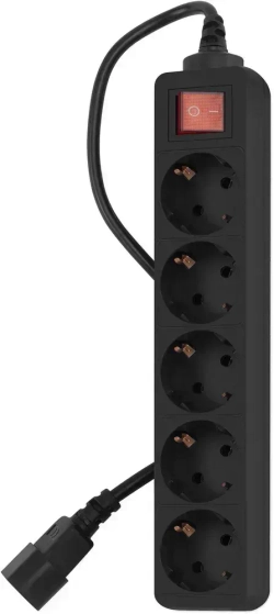 Сетевой фильтр для ИБП PC Pet AP01006-E-B 1.8м, 5 розеток, с выключателем, черный