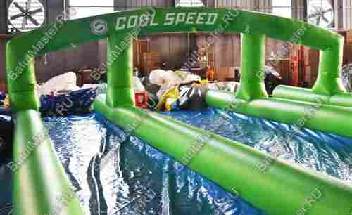 Водная горка без надувного дна, на подкачке ТУРБО «Капля большая», 137*7,28*2,4 метров