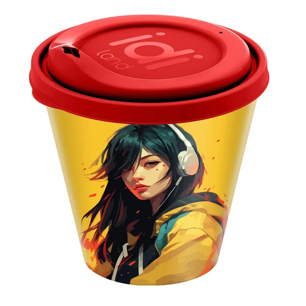 Стакан с крышкой 420мл «IZI-GO» с декором (микс 1)