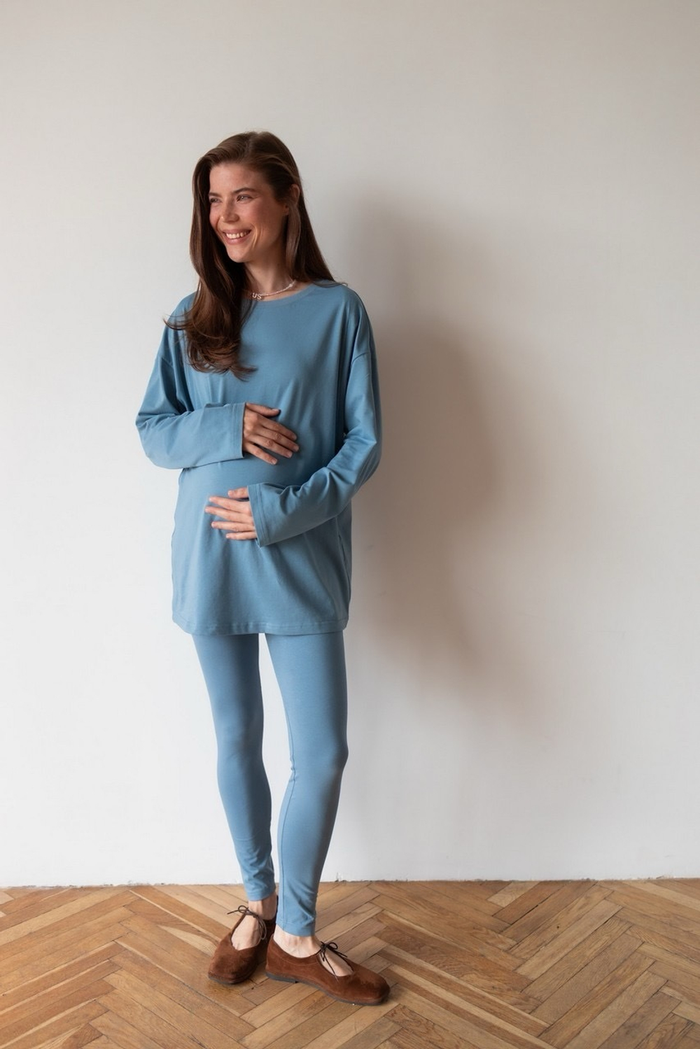 Легинсы с мягким поясом, Пыльно-голубой